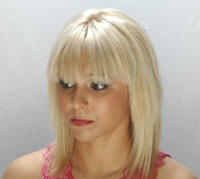 Hair Glamour by Lanza chuncky bangs on Blond over blond based hair